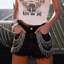 Chic High-Waisted Denim Shorts with Stunning Accents