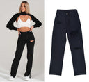 Trendy High-Waisted Ripped Jeans with Fringes for Women