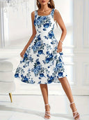Floral Maxi Dress with Elegant Waistline