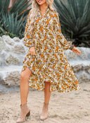 Floral Asymmetrical Midi Dress for Women