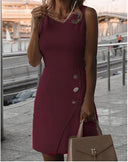 Chic Sheath Dress with Button Accents for Women