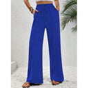 Chic Palazzos with Elastic Waist and Pocket Design