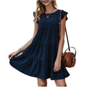Animal-Free T-Shirt Dress with Ruffle Sleeves for Women