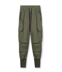 Women's Cargo Pants with Zipper Pockets and Elastic Waistband