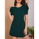 Chic A-Line Mini Dress with Puff Sleeves