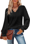 Chic Women's Blouse with Romantic Lace Design