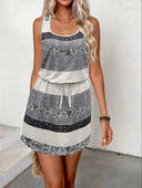 Fashionable Striped Women's Dress with Elastic Waist