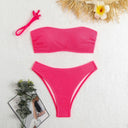 Chic Women's Bandeau Bikini Set with Classic Design