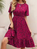 Chic Cotton Dress with Flared Skirt and Dots