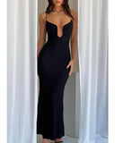 Chic Deep V-Neck Maxi Dress for Women