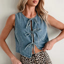 Adjustable Women's Denim Blouse with Relaxed Fit