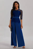 Chic Women's Lace Sleeve Jumpsuit with Wide Leg