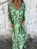 Chic Women's Maxi Dress with Deep V-Neck