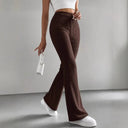High Waist Wide-Leg Ribbed Pants for Women