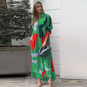 Trendy Women's Long Sleeve Graphic Shirt Dress with Pockets