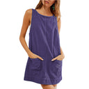 Jersey Dress with Pockets and Round Neck for Women