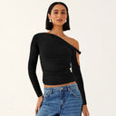 Chic Asymmetrical Blouse with Ruffled Sleeves for Women