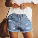 Chic Frayed Hem Denim Shorts for Women