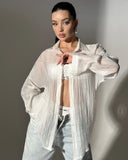 Chic Oversized Women's Blouse with Button Accents