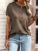 Chic Women's Short Sleeve Button-Up Blouse