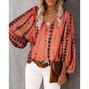 Women's V-Neck Blouse with Puff Sleeves