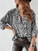 Women's Animal Print Blouse with Gathered Design