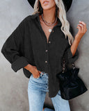 Chic Women's Corduroy Button-Up Blouse