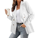 Chic Faux Leather Blazer with Double Quilted Collar
