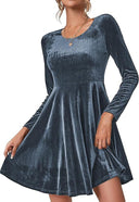 Velvety Women's A-Line Dress with Long Sleeves