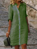 Stylish Women's Linen Dress with Button Details