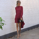 Chic Midi Dress with Ruffles and Long Sleeves