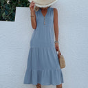 Chic Women's Button Dress with Ruffle Accents