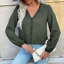 Chic Blouse with Lace Accents and Unique Design