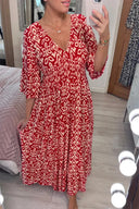 V-Neck Maxi Dress with Flowing Sleeves for Women
