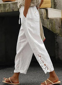 Embroidered Women's Linen Pants for Effortless Style