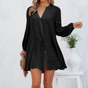 Chic Women's Blouse with Balloon Sleeves and Button Placket