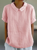 Classic Collar Short Sleeve Women's Blouse