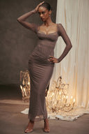 Chic Long-Sleeve Maxi Dress with Stylish Ruffles