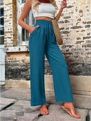 Chic Women's Pants with Elastic Waist and Pockets