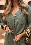 Chic Linen Blouse with Knot Detail for Women
