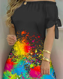 Artistic Black Watercolor Dress for Women