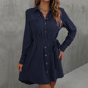 Stylish Women's Shirt Dress with Adjustable Belt and Button Detail