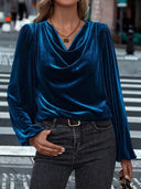 Chic Viscose Blouse with Waterfall Neckline for Women