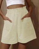 Women's Cotton Shorts with Elastic Waist and Pockets