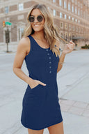 Chic Women's Dress with Side Pockets and Button Placket
