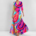 Chic V-Neck Printed Peplum Dress