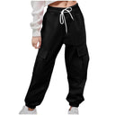 Elastic-Waist Women's Cargo Pants with Side Pockets