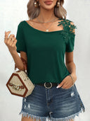 Floral Embroidered Women's T-Shirt Design