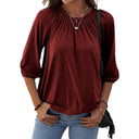 Stylish Women's Blouse with Balloon Sleeves & Stand-Up Collar
