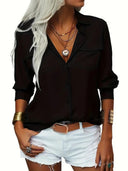 Chic Women's Blouse with Convenient Pockets
